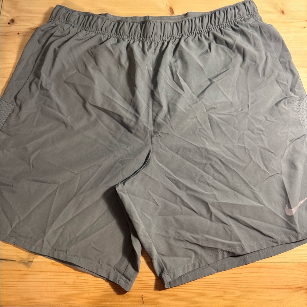Nike Men's Gray Athletic Shorts with Reflective Swoosh